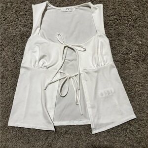 White Sleeveless Tie-Front Top